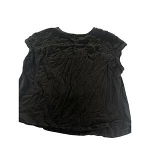 Terra & Sky Black Lace Crochet Yoke Short Sleeve Top Blouse Women's Size 2X
